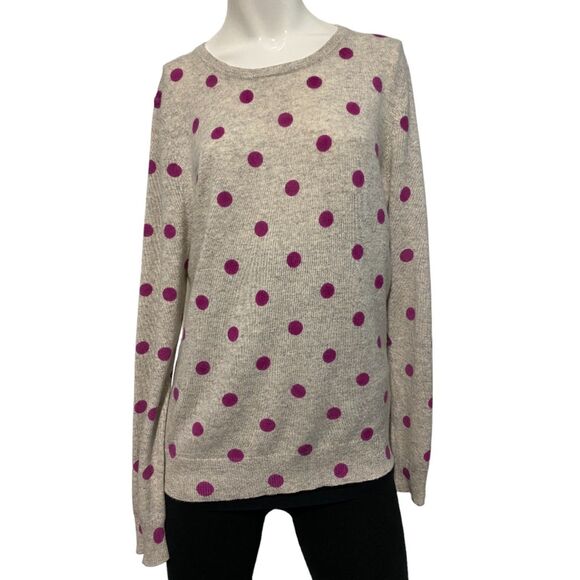 Lord & Taylor Womens 100% Cashmere Sweater Gray Purple Large - Picture 1 of 8